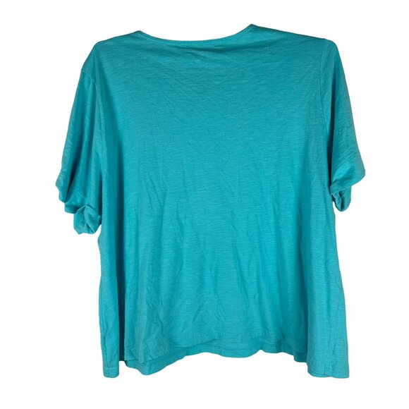 Croft & Barrow Womens Size 3X Turquoise Embroidered Button Accent Top - Picture 6 of 7